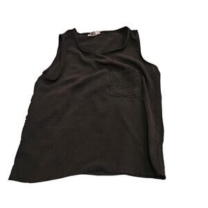 Just Be Black Sleeveless Blouse Womens Small Textured Pocket Tank Top
